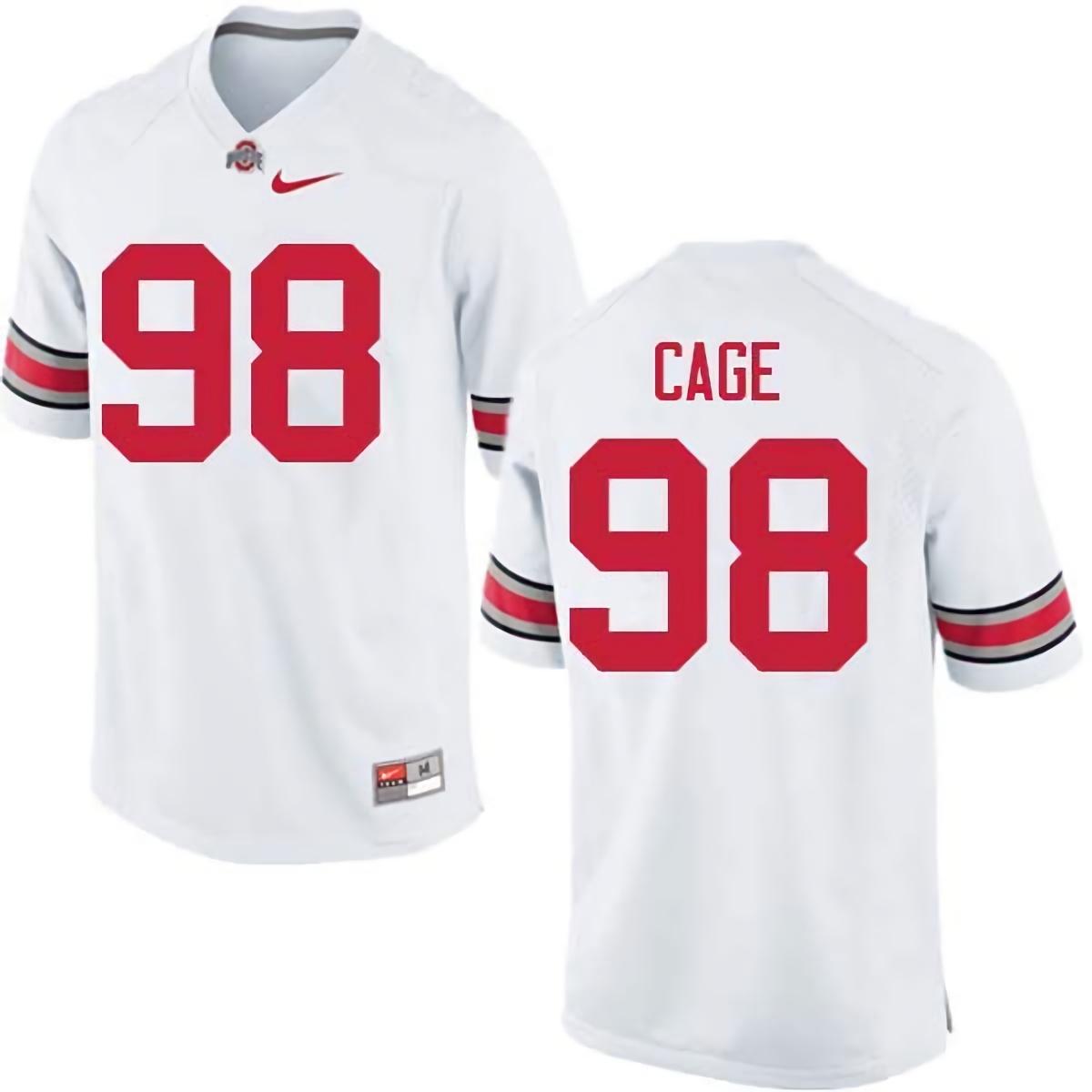 Jerron Cage Ohio State Buckeyes Men's NCAA #98 Nike White College Stitched Football Jersey UNH1056AD